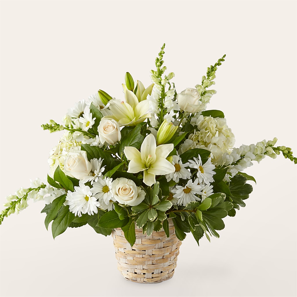 Ivory Elegance Floral Basket – Lansing Gardens, Lansing MI