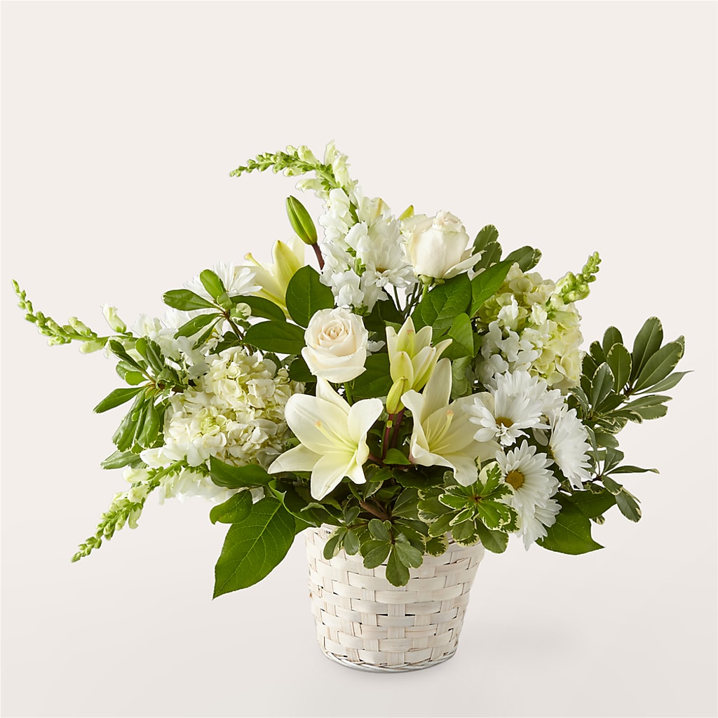 Ivory Elegance Floral Basket – Lansing Gardens, Lansing MI