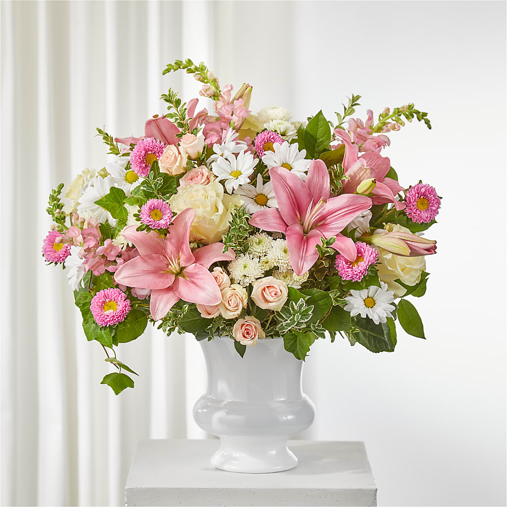 Empathetic Blooms Urn Arrangement – Lansing Gardens, Lansing MI