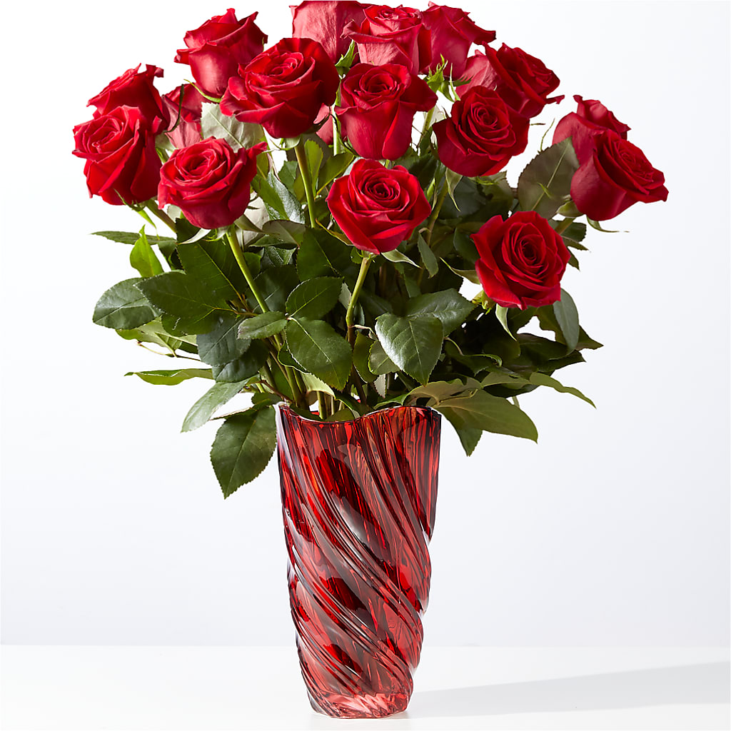 Classic Love Red Rose Bouquet with Luxe Swirl Vase – Lansing Gardens, Lansing MI