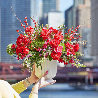 Big Red Bow Bouquet –  Lansing Gardens, Lansing MI