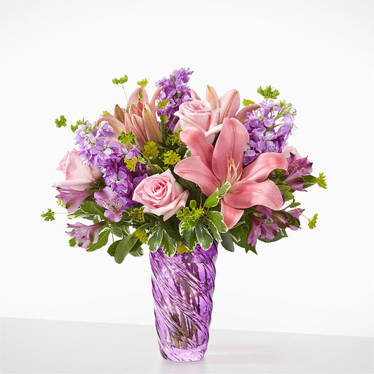 Precious Petals Bouquet with Luxe Swirl Vase –  Lansing Gardens, Lansing MI