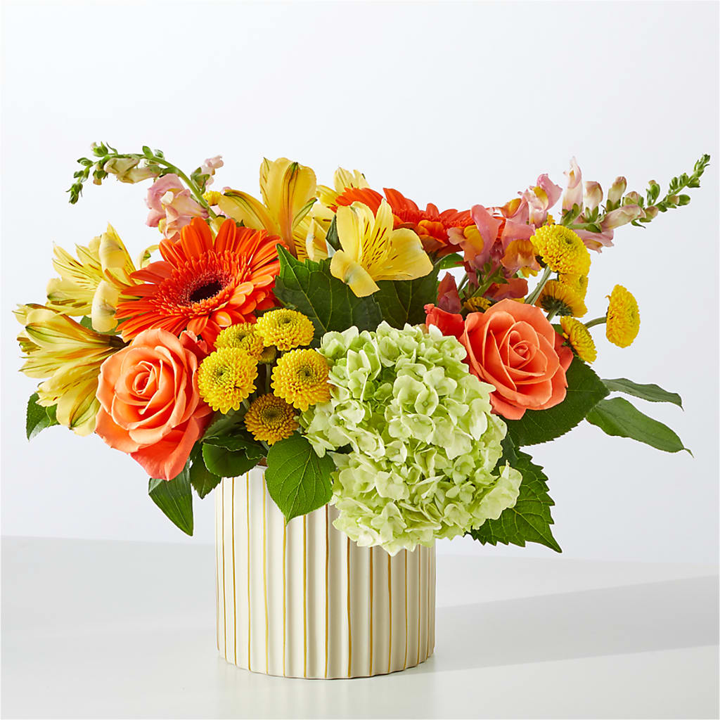 Autumn Sunshine Bouquet with Ivory Vase –  Lansing Gardens, Lansing MI