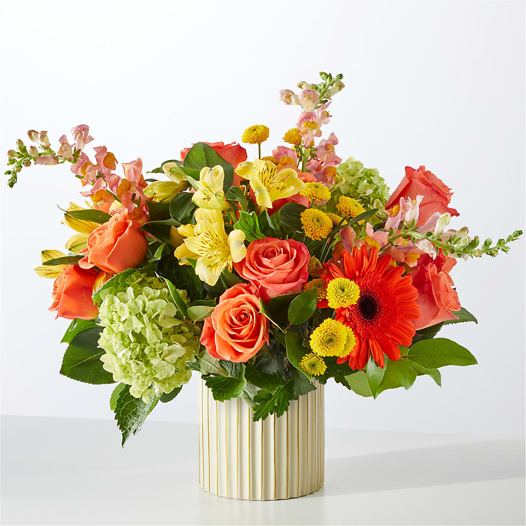 Autumn Sunshine Bouquet with Ivory Vase –  Lansing Gardens, Lansing MI
