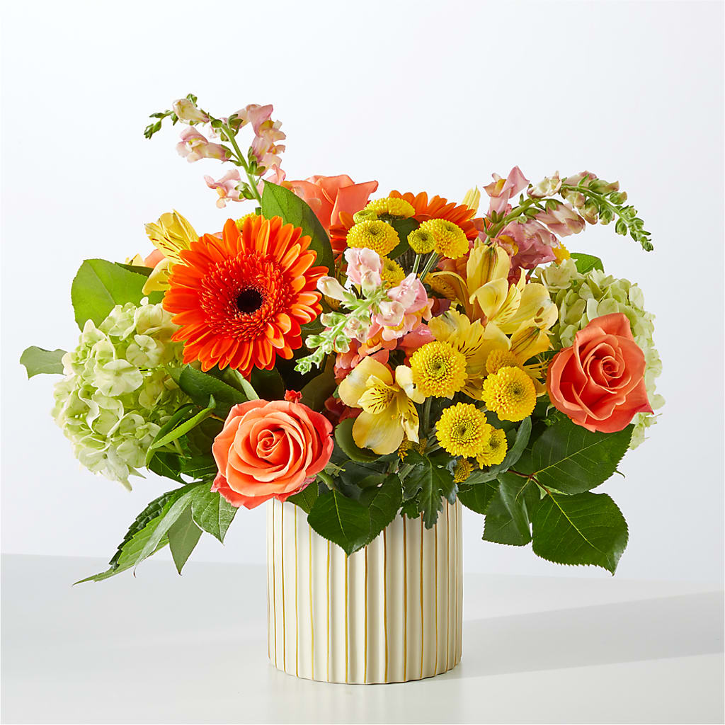 Autumn Sunshine Bouquet with Ivory Vase –  Lansing Gardens, Lansing MI
