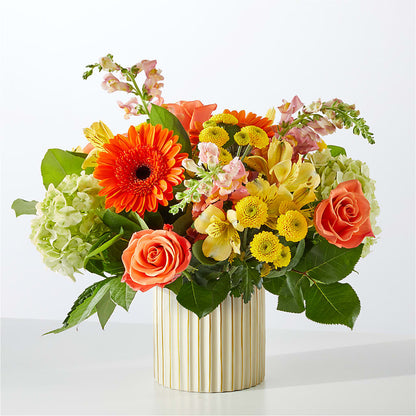 Autumn Sunshine Bouquet with Ivory Vase –  Lansing Gardens, Lansing MI