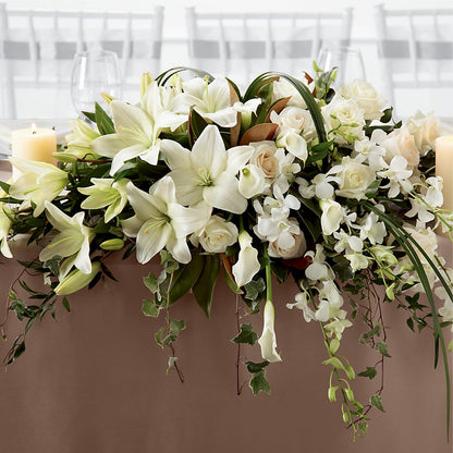 White Linen Arrangement –  Lansing Gardens, Lansing MI
